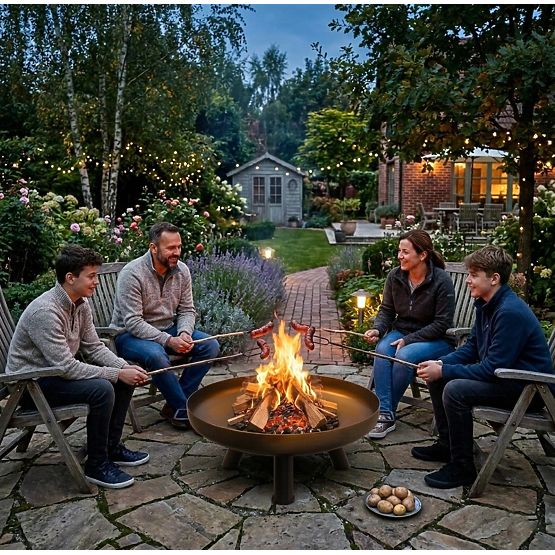 Große robuste gusseiserne Gartenfeuerstelle 60 cm ideal für Lagerfeuer