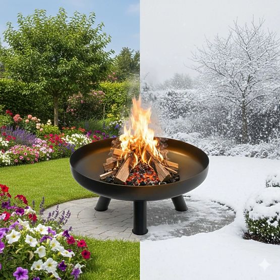 Große robuste gusseiserne Gartenfeuerstelle 60 cm ideal für Lagerfeuer