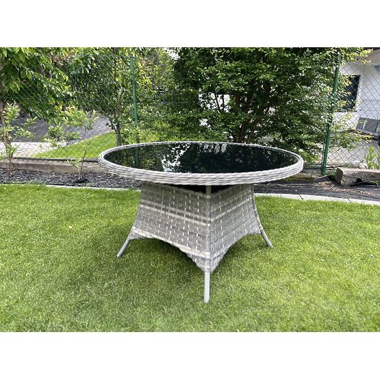 Großer runder Tisch aus Technorattan MODERNO hellgrau