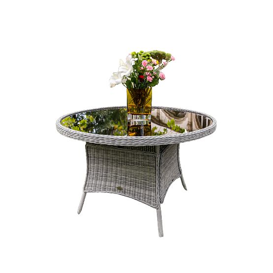 Großer runder Tisch aus Technorattan MODERNO hellgrau