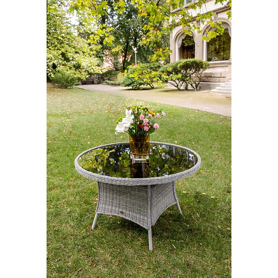 Großer runder Tisch aus Technorattan MODERNO hellgrau