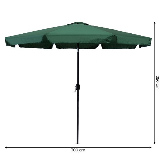 Großer schräger Garten-Sonnenschirm 3m klappbar mit Kurbel grün