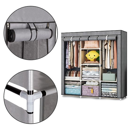 Großer Textilschrank mit Regalen für Kleidung und Schuhe