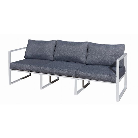 Großes dreisitziges Terrassensofa 204 cm MOSTRARE weißes Aluminium