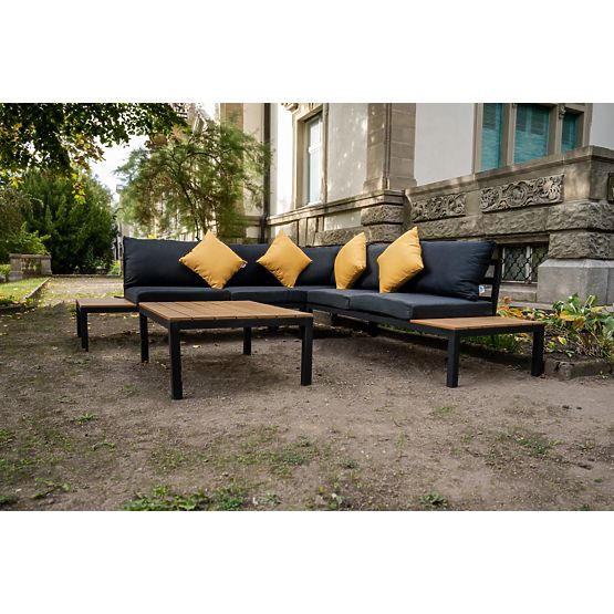 Großes Eckset aus Aluminium mit Tisch MASSIMO schwarz