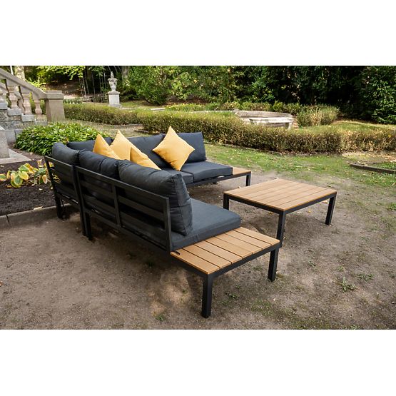 Großes Eckset aus Aluminium mit Tisch MASSIMO schwarz