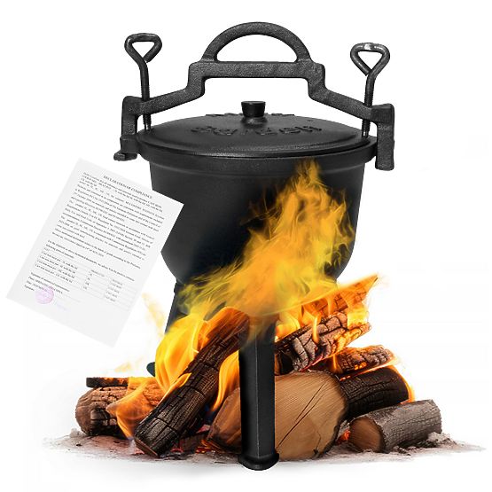 Gusseiserner emaillierter 5L stehender Topf Lagerfeuer Grill MultiGarden