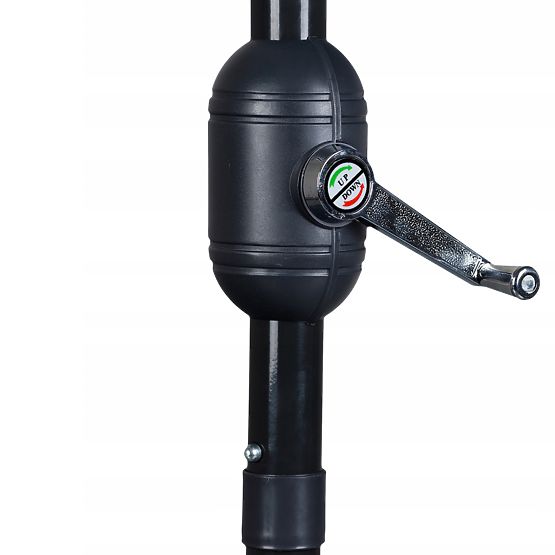 Halbrunder Sonnenschirm für die Terrasse – grau