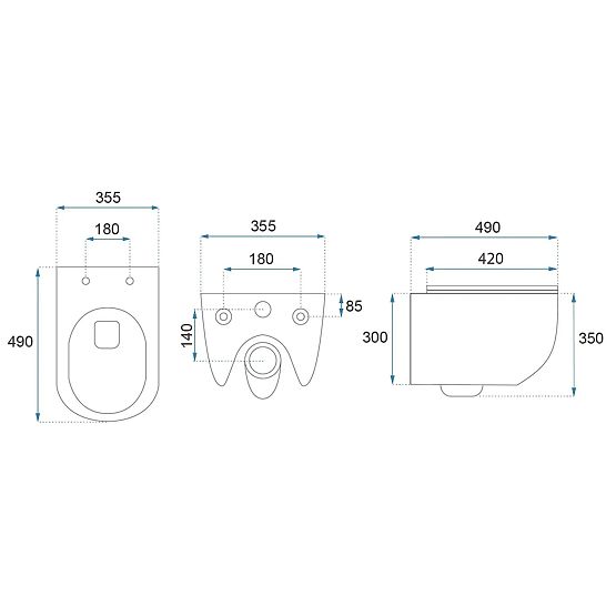 Hänge-WC-Schüssel Rea Carlo Mini Tornado NF SCHWARZ MATT