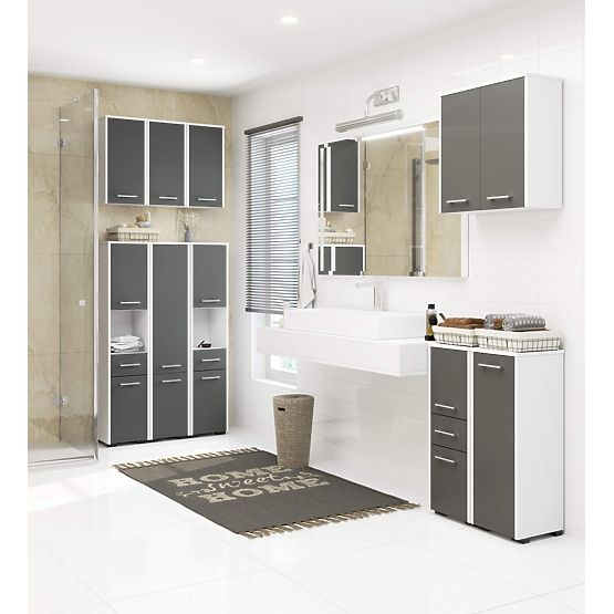 HÄNGEBADEZIMMERSCHRANK FIN W30 1T WEISS / GRAU