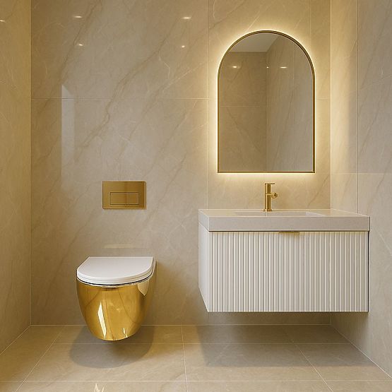 Hängende WC-Schüssel Rea Carlo Mini Tornado NF Gold Weiß