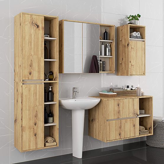 HÄNGENDER BADEZIMMERSCHRANK VAMI W50 EICHE ARTISAN / KASCHMIR