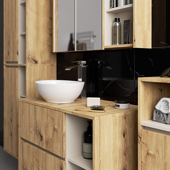 HÄNGENDER BADEZIMMERSCHRANK VAMI W50 EICHE ARTISAN / KASCHMIR