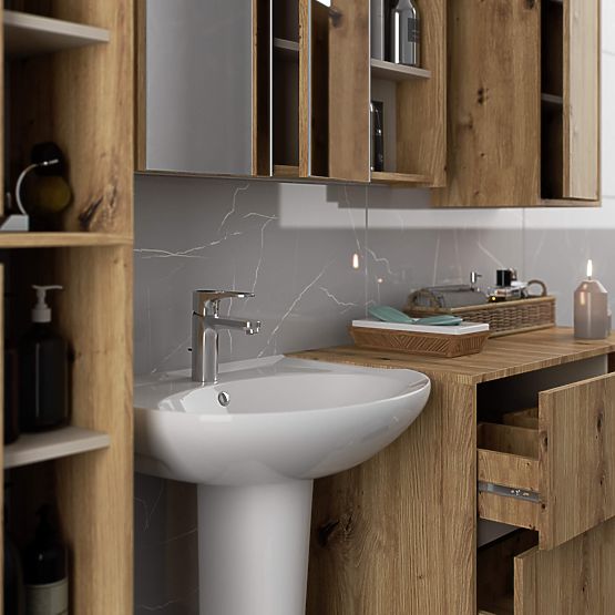 HÄNGENDER BADEZIMMERSCHRANK VAMI W50 EICHE ARTISAN / KASCHMIR