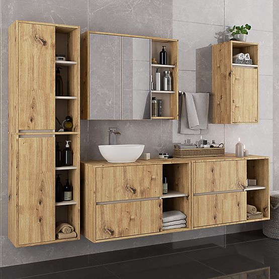 HÄNGENDER BADEZIMMERSCHRANK VAMI W50 2D 6P EICHE ARTISAN / KASCHMIR