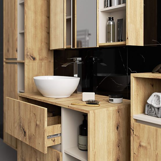 HÄNGENDER BADEZIMMERSCHRANK VAMI W50 2D 6P EICHE ARTISAN / KASCHMIR