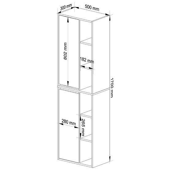 HÄNGENDER BADEZIMMERSCHRANK VAMI W50 2D 6P WEISS / SONOMA EICHE