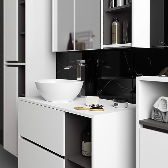 HÄNGENDER BADEZIMMERSCHRANK VAMI W50 2D 6P WEISS / GRAPHITGRAU