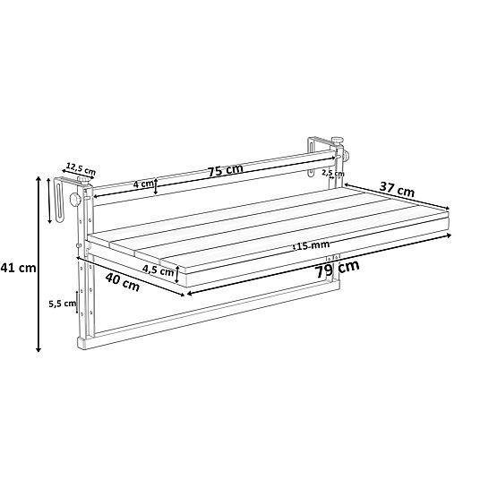 Hängender Balkontisch AGATTI BIS STONEWOOD
