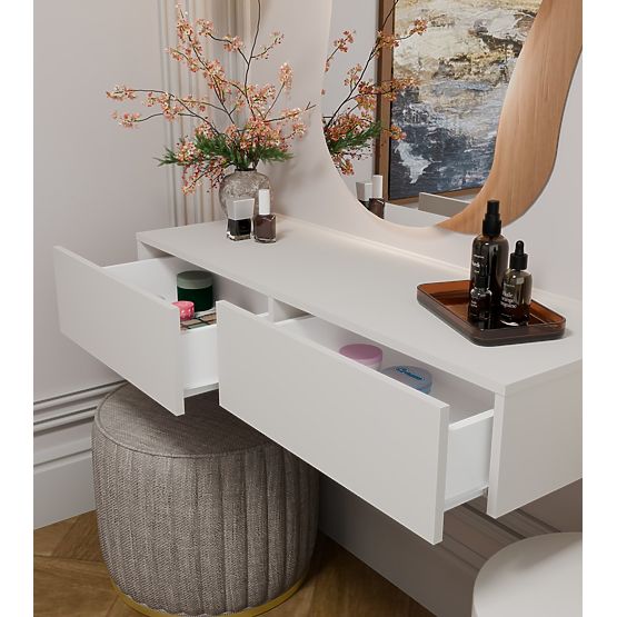 Hängender Kosmetiktisch MIKA 110 cm 2 Schubladen für Schlafzimmer KASCHMIR Beige