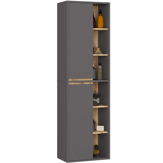 HÄNGENDER BADEZIMMERSCHRANK VAMI W50 GRAPHITGRAU / EICHE ARTISAN