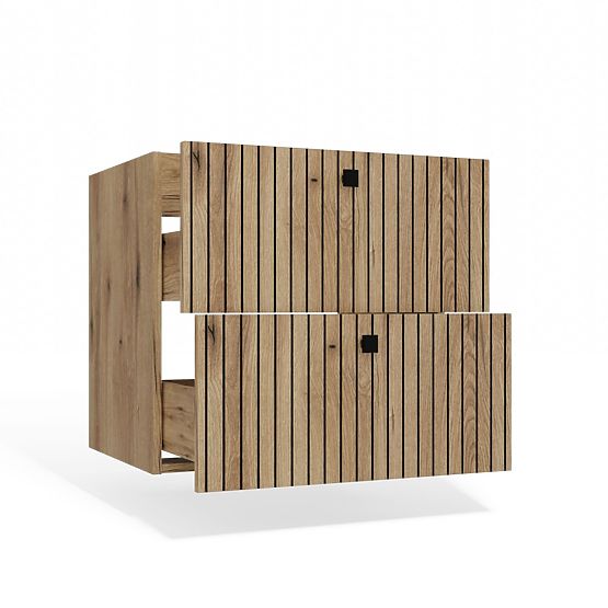 HÄNGESCHRANK UNTER WASCHBECKEN TIGO 60 2S EICHE EVOKE 2 SCHUBLADEN GERILLTE FRONTPLATTE