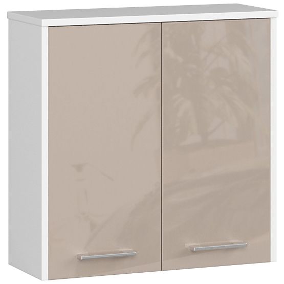 Hängeschrank W 60 cm FIN 2D - Weiß-Cappuccino Hochglanz