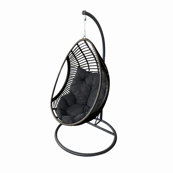 Hängesessel BELLISSIMO (Sessel + Gestell) aus grauem Technorattan, Bezug GRATIS