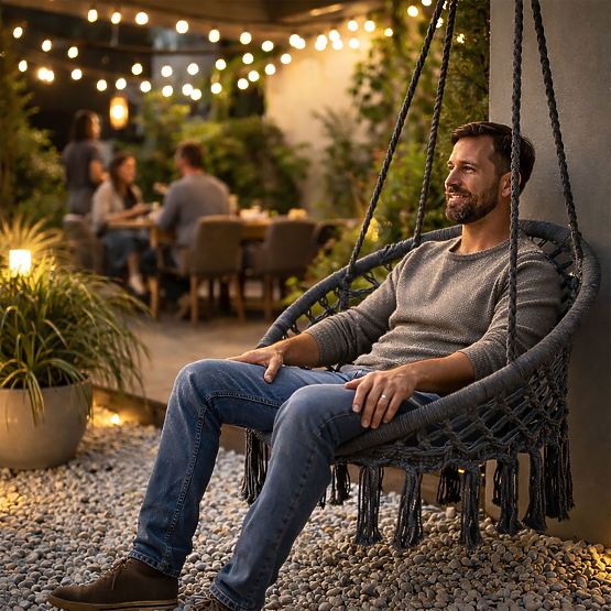 Hängesessel Boho Gartenschaukel Storchennest Grau MultiGarden