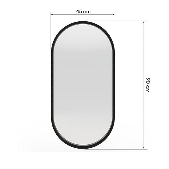 Hängespiegel im Holzrahmen Plico 45x90 cm, oval, schwarz