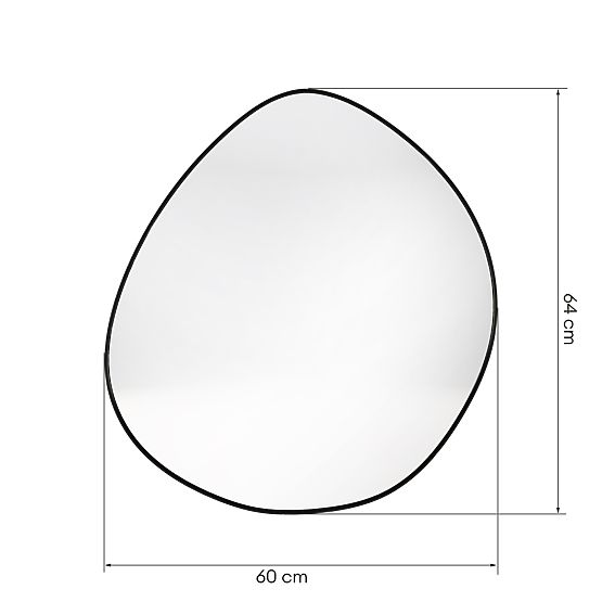 Hängespiegel im schwarzen Rahmen Alonzo, 64x60 cm, unregelmäßige Form