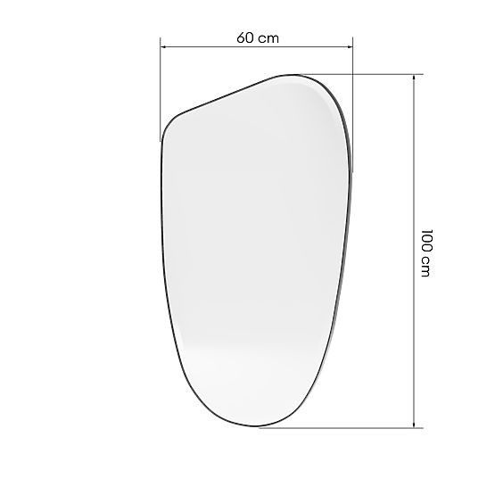 Hängespiegel im schwarzen Rahmen Frivatti, 60x100 cm, unregelmäßige Form