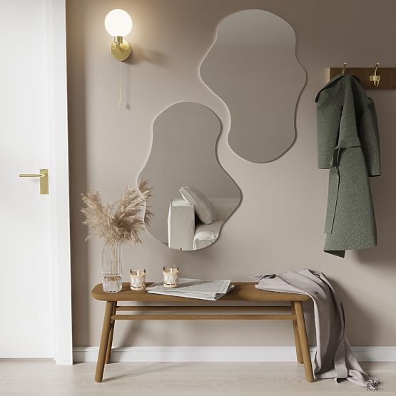 Hängespiegel im schwarzen Rahmen Zoe, 80x55 cm, unregelmäßige Form