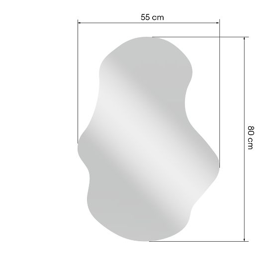 Hängespiegel im schwarzen Rahmen Zoe, 80x55 cm, unregelmäßige Form