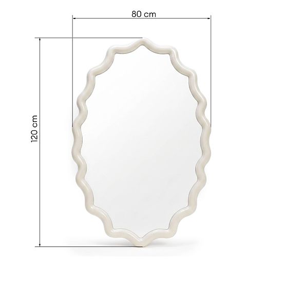 Hängespiegel Lumi, milchig weiß, glänzend