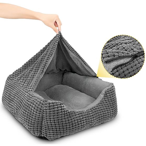 Haustierbett mit Decke S – grau