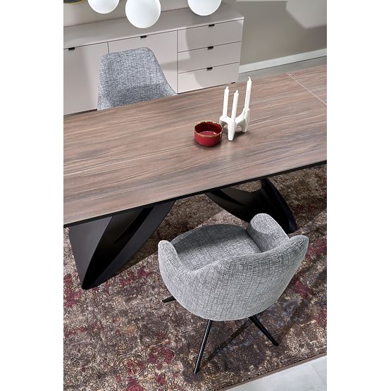 HILARIO ausziehbarer Tisch, Platte - Nussbaum, Beine - schwarz (3p=1Stk)