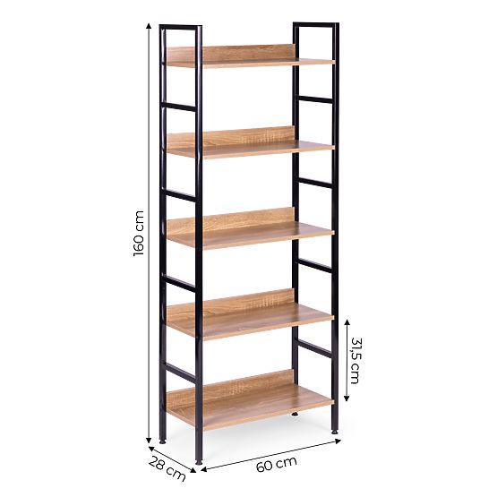 Hoher Loft-Regal 5 Böden Metall MDF ModernHome