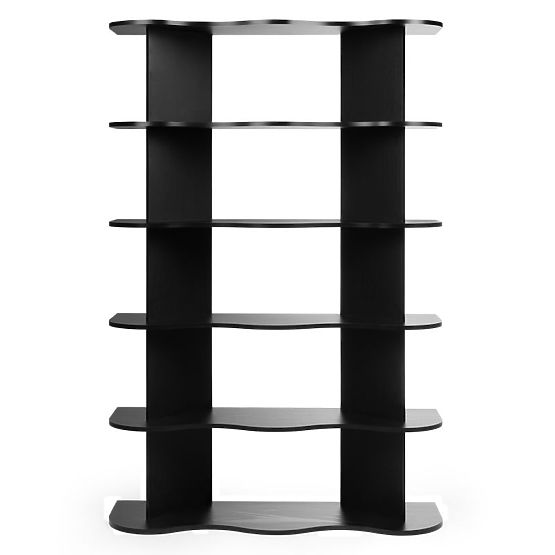 Hoher Regal Rheo, schwarz, gewellt