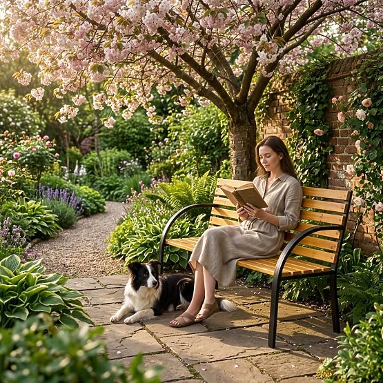 Holz-Gartenbank mit Rückenlehne 122x57 cm Parkbank MultiGarden