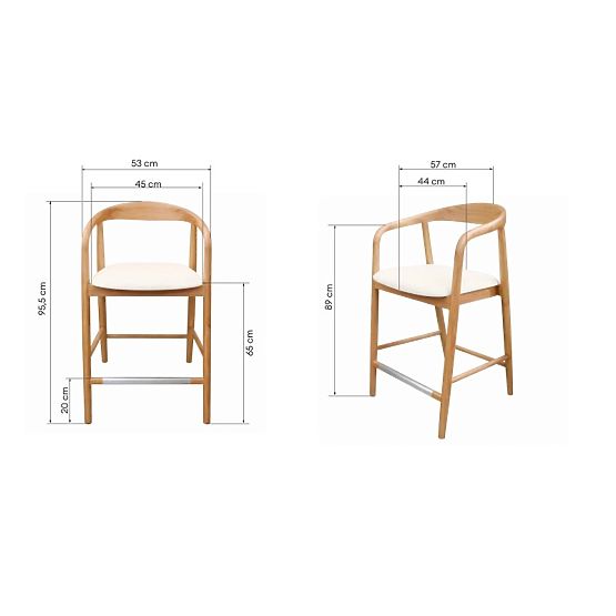 Holzbarhocker Ludvika 2.0, abgerundet, natur/creme