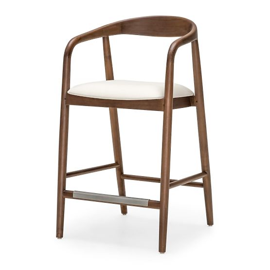 Holzbarhocker Ludvika 2.0, abgerundet, Nussbaum/Creme