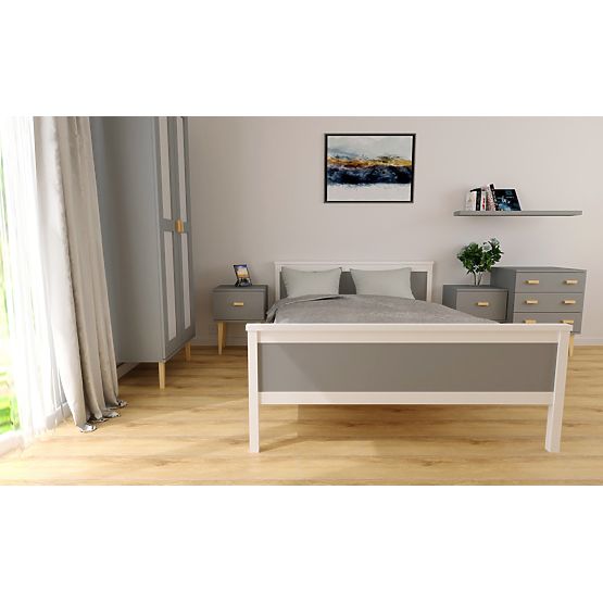 Holzbett Ikar 200 x 120 cm - grau/weiß