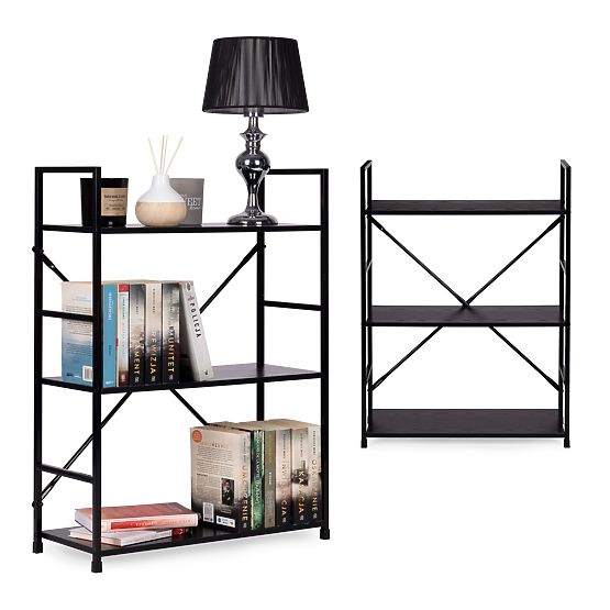 Holzregal mit breitem Metallrahmen LOFT 3 Regale schwarz