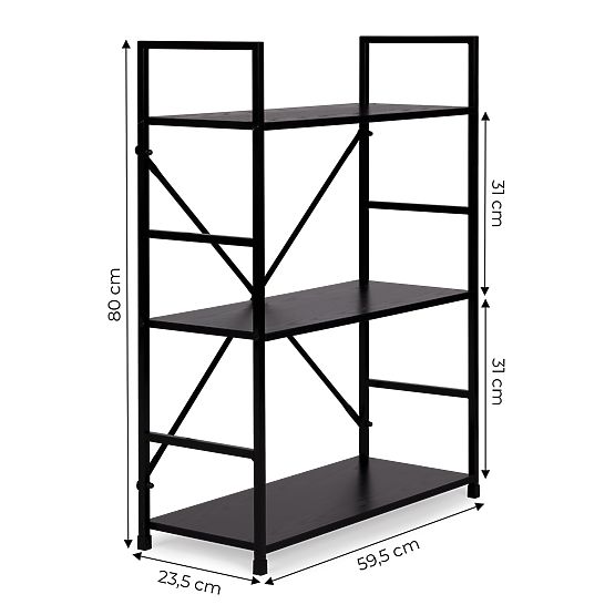Holzregal mit breitem Metallrahmen LOFT 3 Regale schwarz