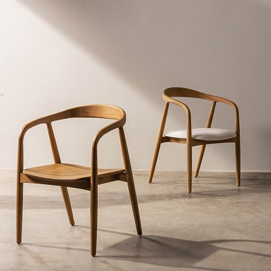 Holzstuhl Ludvika, abgerundet, natur/creme