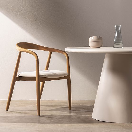 Holzstuhl Ludvika, abgerundet, natur/ecru