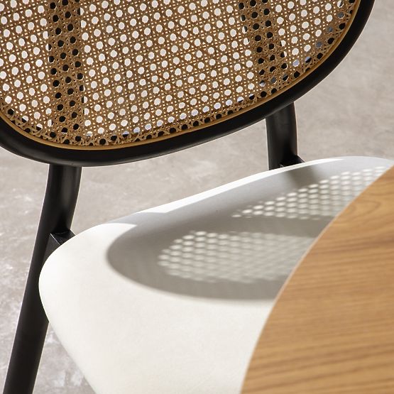 Holzstuhl Monet mit Wiener Geflecht, Rattan, Samt, Schwarz/Ecru