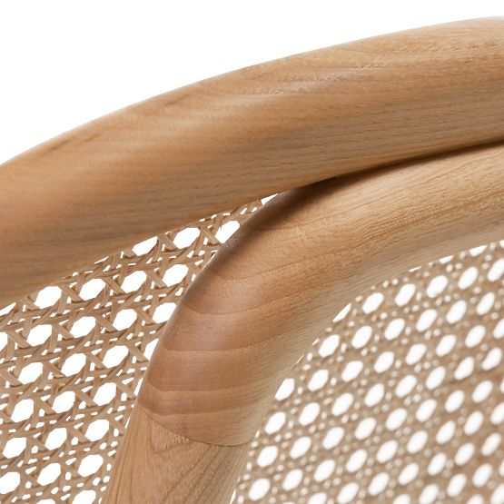 Holzstuhl Monet mit Wiener Geflecht, Rattan, Velours, natur/hellbeige