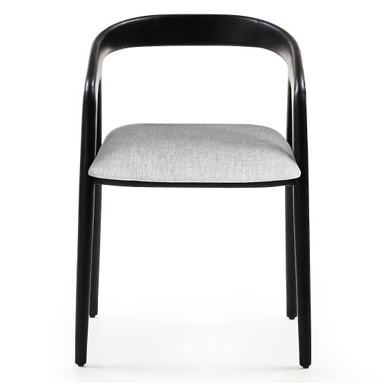 Holzstuhl Sande abgerundet, schwarz/hellbeige, Teakholz